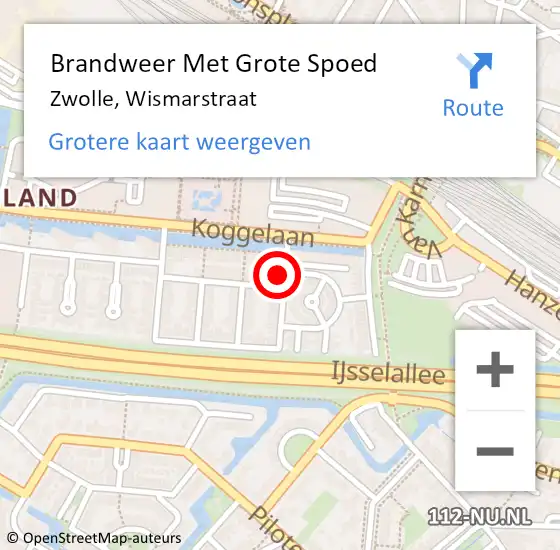 Locatie op kaart van de 112 melding: Brandweer Met Grote Spoed Naar Zwolle, Wismarstraat op 29 april 2014 17:59