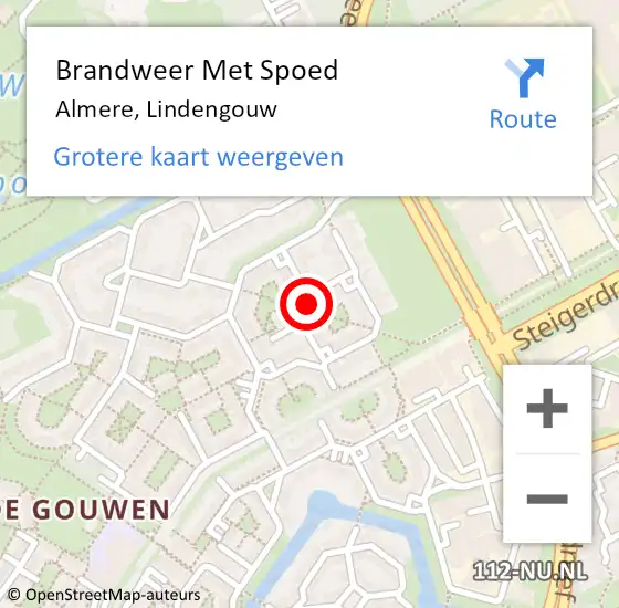 Locatie op kaart van de 112 melding: Brandweer Met Spoed Naar Almere, Lindengouw op 27 februari 2020 10:25