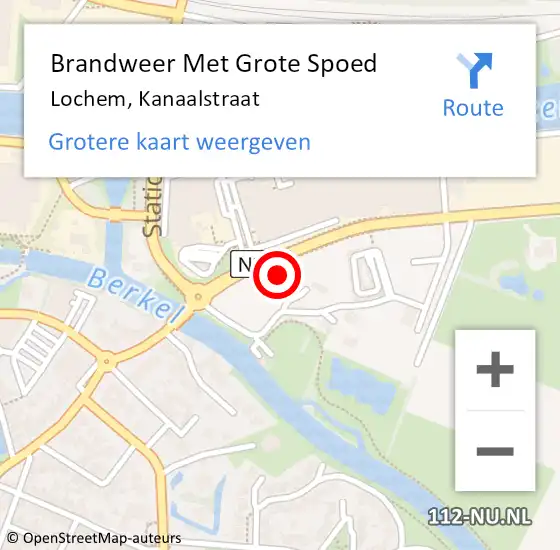 Locatie op kaart van de 112 melding: Brandweer Met Grote Spoed Naar Lochem, Kanaalstraat op 27 februari 2020 11:48