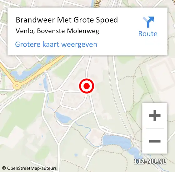 Locatie op kaart van de 112 melding: Brandweer Met Grote Spoed Naar Venlo, Bovenste Molenweg op 27 februari 2020 12:17