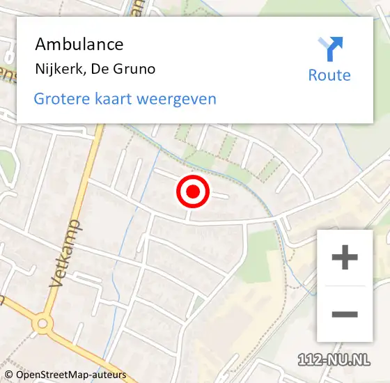 Locatie op kaart van de 112 melding: Ambulance Nijkerk, De Gruno op 27 februari 2020 12:21