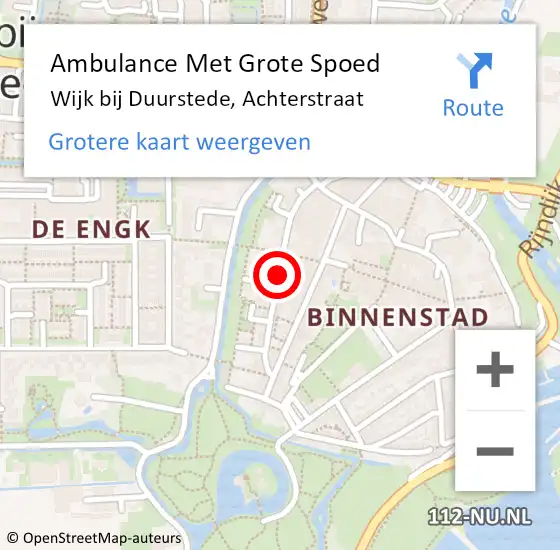 Locatie op kaart van de 112 melding: Ambulance Met Grote Spoed Naar Wijk bij Duurstede, Achterstraat op 27 februari 2020 12:32