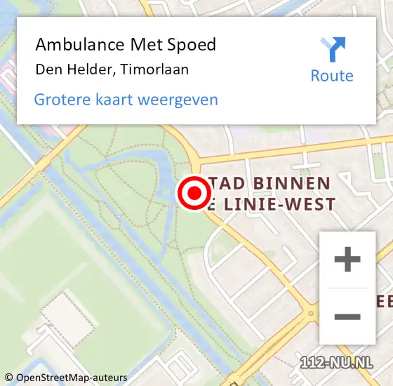 Locatie op kaart van de 112 melding: Ambulance Met Spoed Naar Den Helder, Timorlaan op 27 februari 2020 12:41