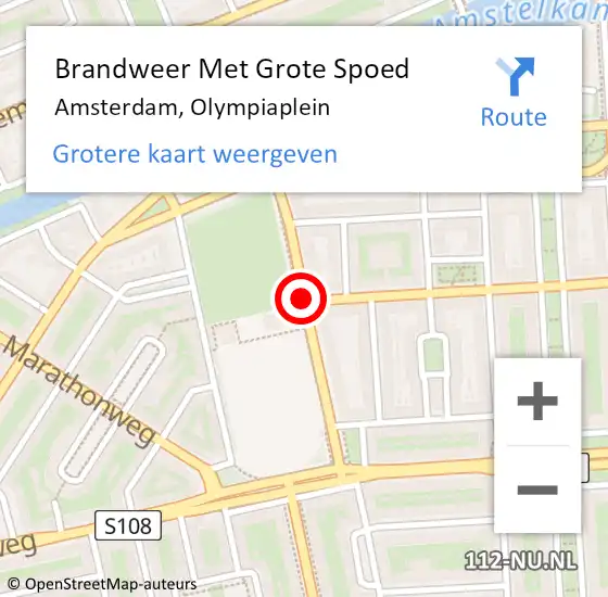 Locatie op kaart van de 112 melding: Brandweer Met Grote Spoed Naar Amsterdam, Olympiaplein op 27 februari 2020 12:43