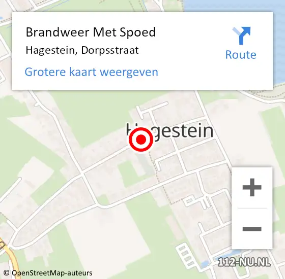 Locatie op kaart van de 112 melding: Brandweer Met Spoed Naar Hagestein, Dorpsstraat op 27 februari 2020 13:00