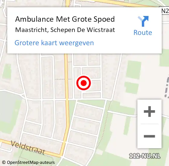 Locatie op kaart van de 112 melding: Ambulance Met Grote Spoed Naar Maastricht, Schepen De Wicstraat op 29 april 2014 18:27