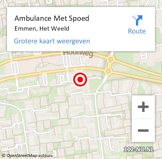 Locatie op kaart van de 112 melding: Ambulance Met Spoed Naar Emmen, Het Weeld op 27 februari 2020 13:58