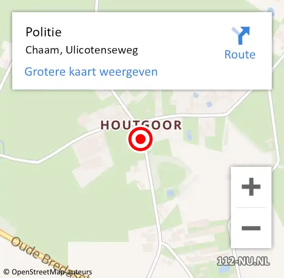 Locatie op kaart van de 112 melding: Politie Chaam, Ulicotenseweg op 27 februari 2020 14:43