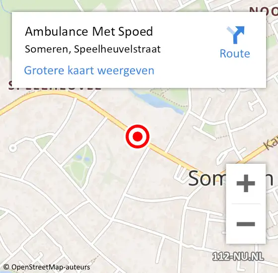 Locatie op kaart van de 112 melding: Ambulance Met Spoed Naar Someren, Speelheuvelstraat op 27 februari 2020 14:55