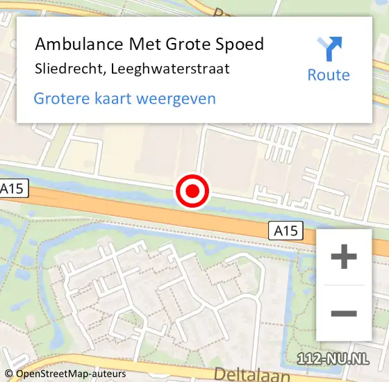 Locatie op kaart van de 112 melding: Ambulance Met Grote Spoed Naar Sliedrecht, Leeghwaterstraat op 27 februari 2020 15:44