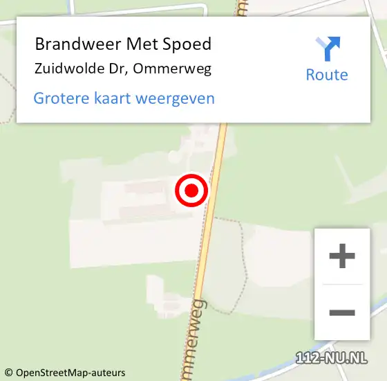 Locatie op kaart van de 112 melding: Brandweer Met Spoed Naar Zuidwolde Dr, Ommerweg op 29 april 2014 18:49