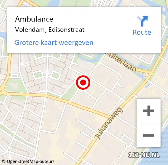 Locatie op kaart van de 112 melding: Ambulance Volendam, Edisonstraat op 27 februari 2020 16:38