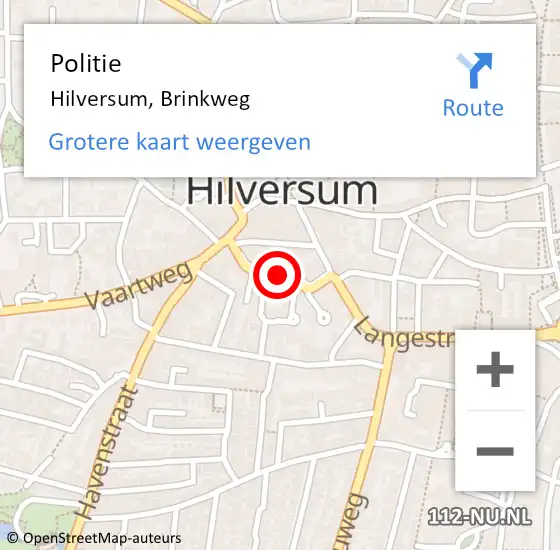 Locatie op kaart van de 112 melding: Politie Hilversum, Brinkweg op 27 februari 2020 17:17