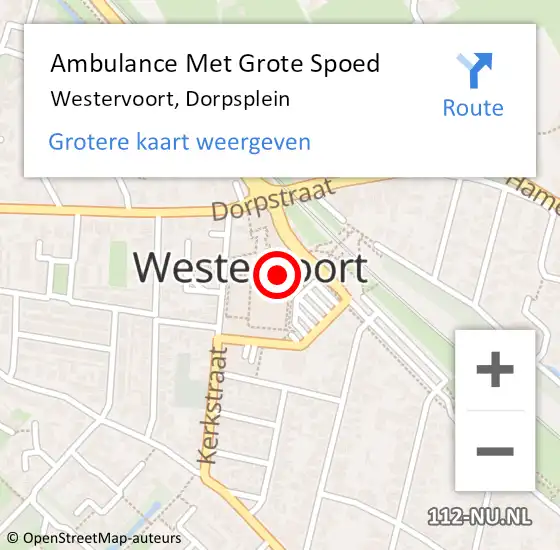 Locatie op kaart van de 112 melding: Ambulance Met Grote Spoed Naar Westervoort, Dorpsplein op 27 februari 2020 17:27