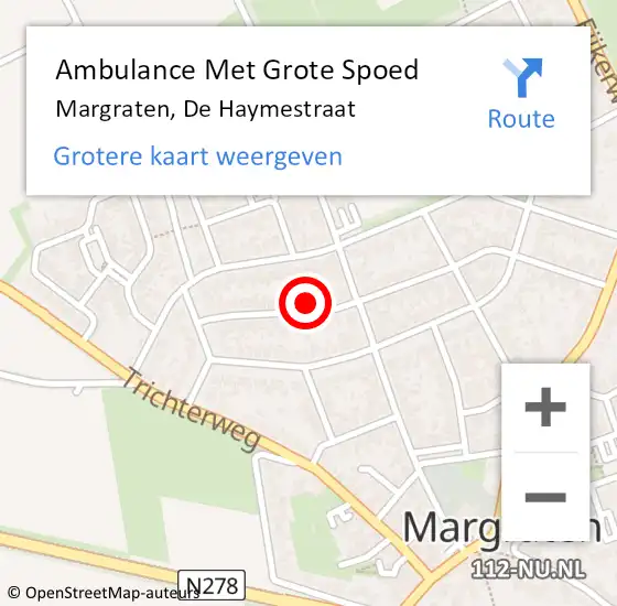 Locatie op kaart van de 112 melding: Ambulance Met Grote Spoed Naar Margraten, De Haymestraat op 29 april 2014 18:55