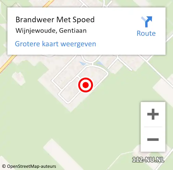 Locatie op kaart van de 112 melding: Brandweer Met Spoed Naar Wijnjewoude, Gentiaan op 27 februari 2020 18:05