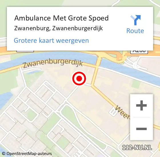 Locatie op kaart van de 112 melding: Ambulance Met Grote Spoed Naar Zwanenburg, Zwanenburgerdijk op 27 februari 2020 18:36