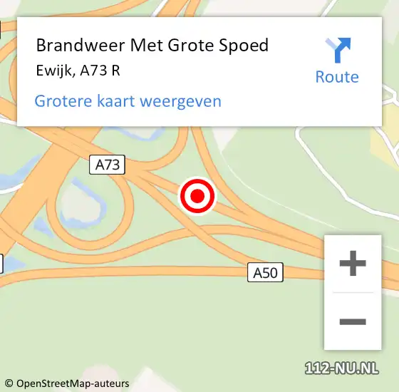 Locatie op kaart van de 112 melding: Brandweer Met Grote Spoed Naar Ewijk, A73 R op 27 februari 2020 18:36
