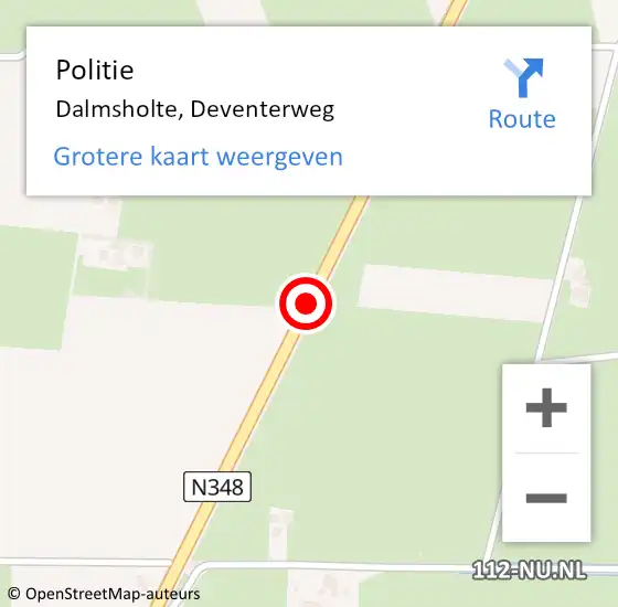 Locatie op kaart van de 112 melding: Politie Dalmsholte, Deventerweg op 27 februari 2020 18:50