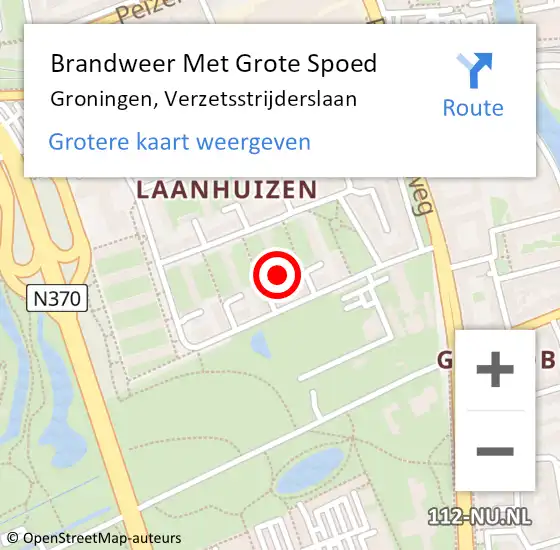 Locatie op kaart van de 112 melding: Brandweer Met Grote Spoed Naar Groningen, Verzetsstrijderslaan op 27 februari 2020 19:02