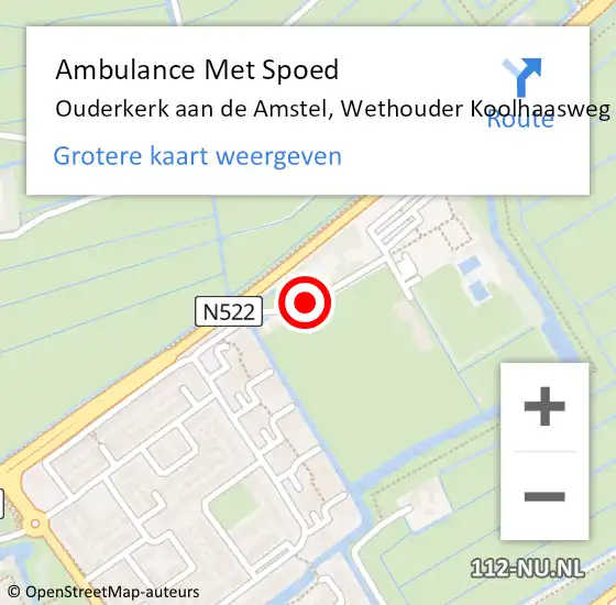 Locatie op kaart van de 112 melding: Ambulance Met Spoed Naar Ouderkerk aan de Amstel, Wethouder Koolhaasweg op 27 februari 2020 19:23