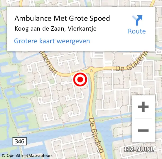 Locatie op kaart van de 112 melding: Ambulance Met Grote Spoed Naar Koog aan de Zaan, Vierkantje op 27 februari 2020 19:33