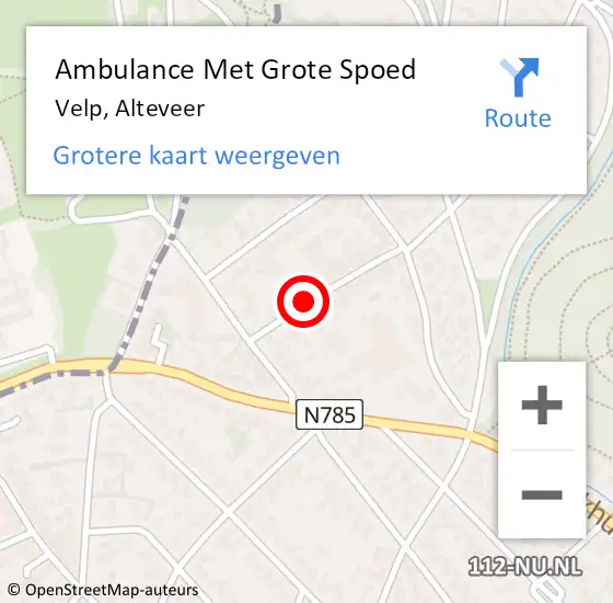 Locatie op kaart van de 112 melding: Ambulance Met Grote Spoed Naar Velp, Alteveer op 27 februari 2020 19:40