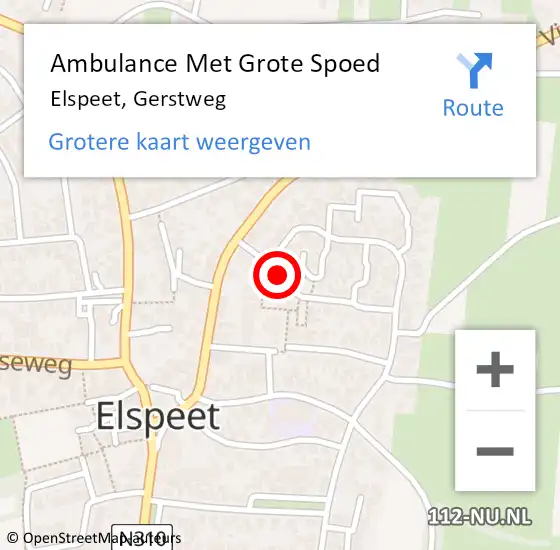 Locatie op kaart van de 112 melding: Ambulance Met Grote Spoed Naar Elspeet, Gerstweg op 27 februari 2020 19:40