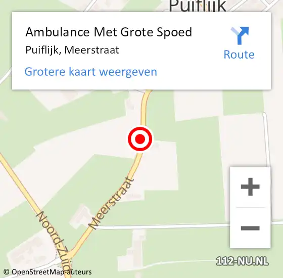 Locatie op kaart van de 112 melding: Ambulance Met Grote Spoed Naar Puiflijk, Meerstraat op 27 februari 2020 20:13