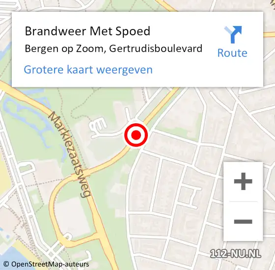 Locatie op kaart van de 112 melding: Brandweer Met Spoed Naar Bergen op Zoom, Gertrudisboulevard op 27 februari 2020 20:44