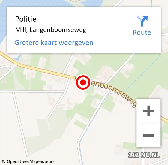 Locatie op kaart van de 112 melding: Politie Mill, Langenboomseweg op 30 september 2013 13:06