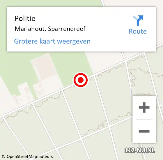 Locatie op kaart van de 112 melding: Politie Mariahout, Sparrendreef op 28 februari 2020 00:28