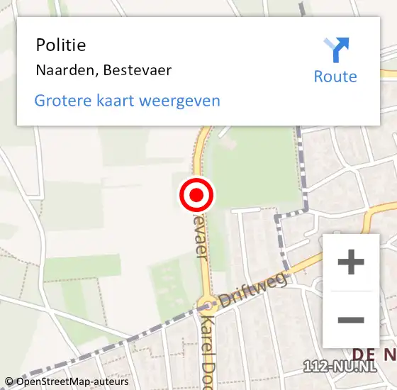 Locatie op kaart van de 112 melding: Politie Naarden, Bestevaer op 28 februari 2020 06:34