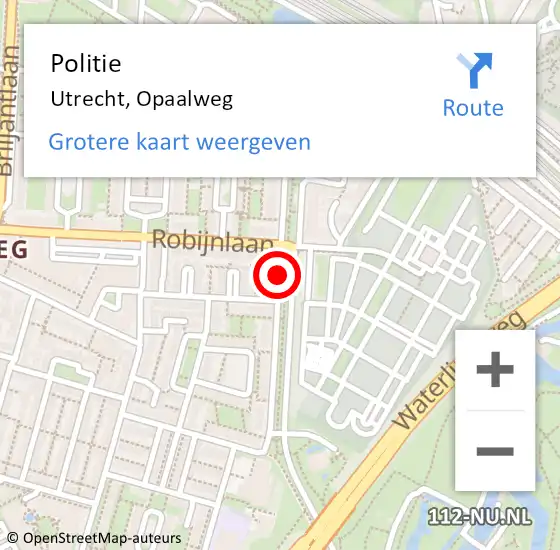 Locatie op kaart van de 112 melding: Politie Utrecht, Opaalweg op 28 februari 2020 06:45