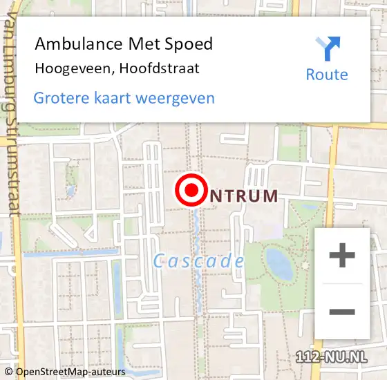 Locatie op kaart van de 112 melding: Ambulance Met Spoed Naar Hoogeveen, Hoofdstraat op 28 februari 2020 06:59