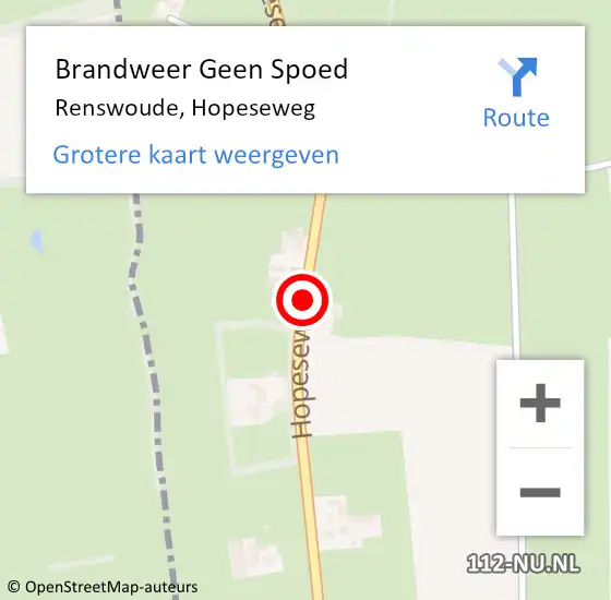 Locatie op kaart van de 112 melding: Brandweer Geen Spoed Naar Renswoude, Hopeseweg op 28 februari 2020 07:14