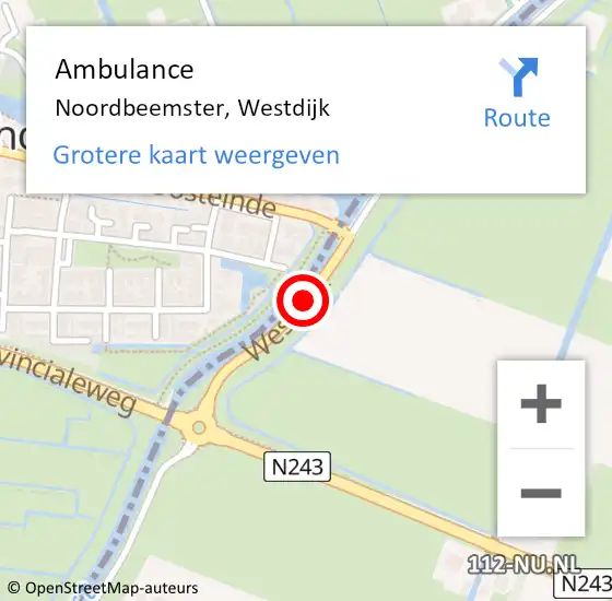 Locatie op kaart van de 112 melding: Ambulance Noordbeemster, Westdijk op 28 februari 2020 07:40