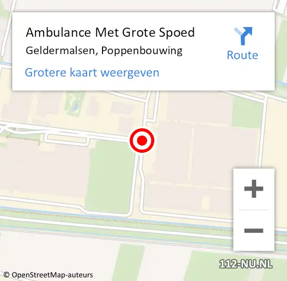 Locatie op kaart van de 112 melding: Ambulance Met Grote Spoed Naar Geldermalsen, Poppenbouwing op 28 februari 2020 08:06