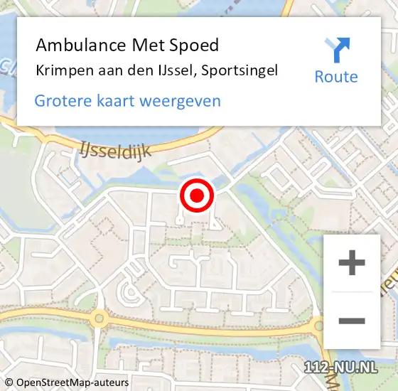 Locatie op kaart van de 112 melding: Ambulance Met Spoed Naar Krimpen aan den IJssel, Sportsingel op 28 februari 2020 08:09