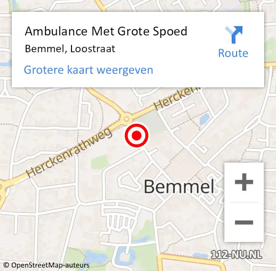 Locatie op kaart van de 112 melding: Ambulance Met Grote Spoed Naar Bemmel, Loostraat op 28 februari 2020 08:45