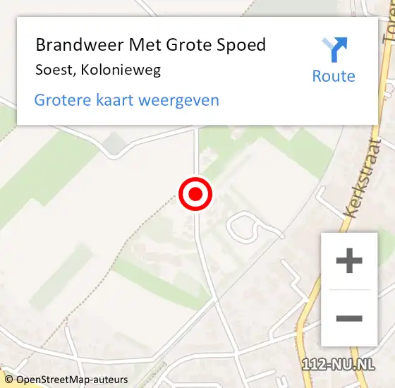 Locatie op kaart van de 112 melding: Brandweer Met Grote Spoed Naar Soest, Kolonieweg op 28 februari 2020 09:21