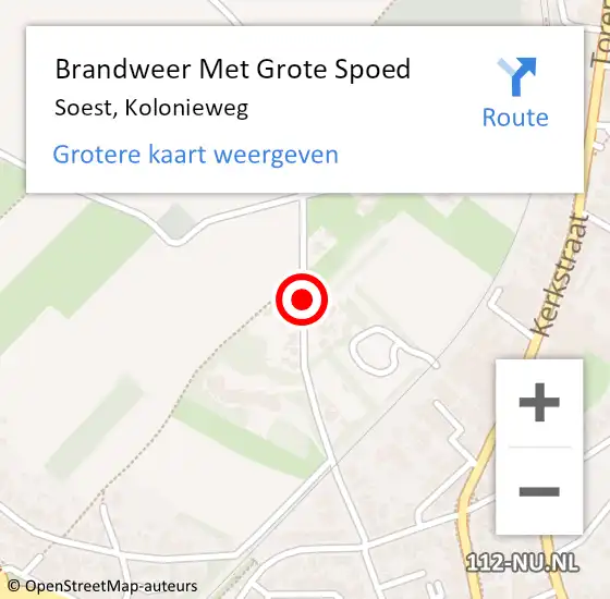 Locatie op kaart van de 112 melding: Brandweer Met Grote Spoed Naar Soest, Kolonieweg op 28 februari 2020 09:25