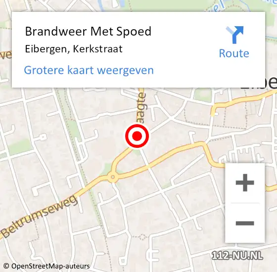 Locatie op kaart van de 112 melding: Brandweer Met Spoed Naar Eibergen, Kerkstraat op 28 februari 2020 10:47