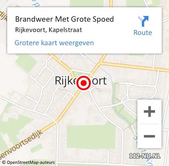 Locatie op kaart van de 112 melding: Brandweer Met Grote Spoed Naar Rijkevoort, Kapelstraat op 28 februari 2020 10:59