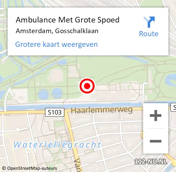 Locatie op kaart van de 112 melding: Ambulance Met Grote Spoed Naar Amsterdam, Gosschalklaan op 28 februari 2020 12:15