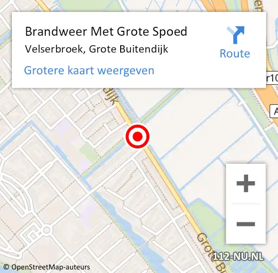 Locatie op kaart van de 112 melding: Brandweer Met Grote Spoed Naar Velserbroek, Grote Buitendijk op 28 februari 2020 12:31