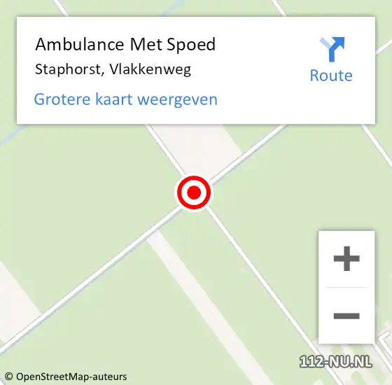 Locatie op kaart van de 112 melding: Ambulance Met Spoed Naar Staphorst, Vlakkenweg op 28 februari 2020 13:16