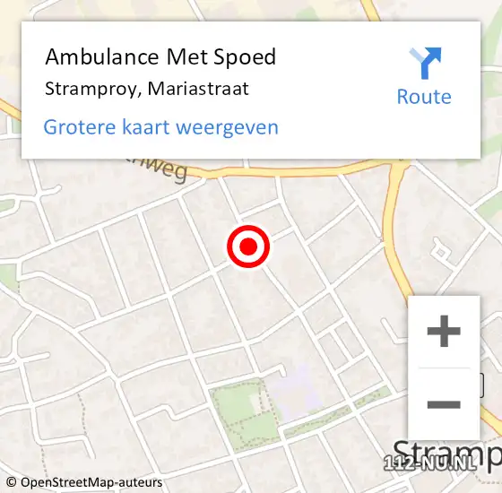 Locatie op kaart van de 112 melding: Ambulance Met Spoed Naar Stramproy, Mariastraat op 28 februari 2020 13:24