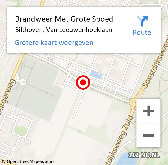 Locatie op kaart van de 112 melding: Brandweer Met Grote Spoed Naar Bilthoven, Van Leeuwenhoeklaan op 28 februari 2020 14:04