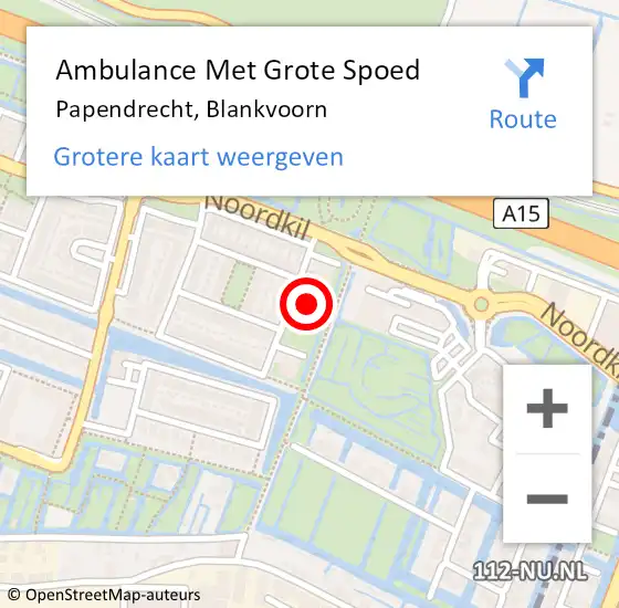 Locatie op kaart van de 112 melding: Ambulance Met Grote Spoed Naar Papendrecht, Blankvoorn op 28 februari 2020 14:07